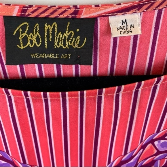 Vintage Bob Mackie Wearable Art Pink Purple Long Sleeve Graphic Tunic Top sz M - Picture 4 of 7